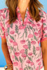 Pink Floral Print Frill V Neck Lace Trim Short Sleeve Top, ssys by mallory fitzsimmons