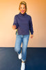 SSYS Ava Diamond Quilted Pullover In Navy With Lime Zipper *FINAL SALE*