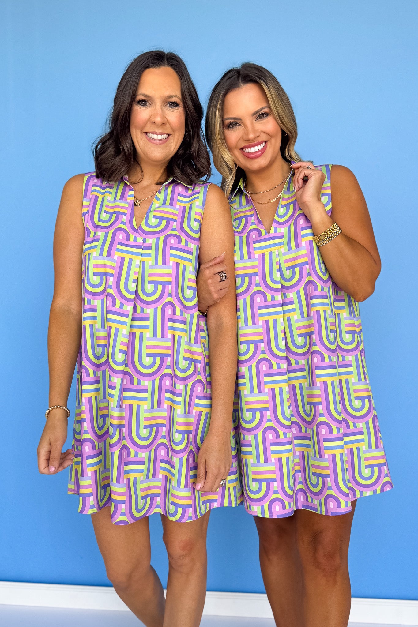 SSYS Elise Collared Sleeveless Dress In Purple Loopy *FINAL SALE*