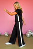 SSYS The Miller Air Side Stripe Wide Leg Pants Set In Black, Ssys the label, must have set, must have style, fall style, fall fashion, elevated style, elevated set, mom style, shop style your senses by mallory fitzsimmons, ssys by mallory fitzsimmons