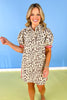 Ecru Animal Print Accented Multicolor Band Detail Dress