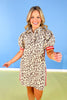 Ecru Animal Print Accented Multicolor Band Detail Dress