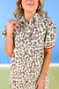 Ecru Animal Print Accented Multicolor Band Detail Dress