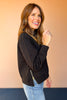 SSYS Ava Diamond Quilted Pullover In Black With Gold Zipper *FINAL SALE*