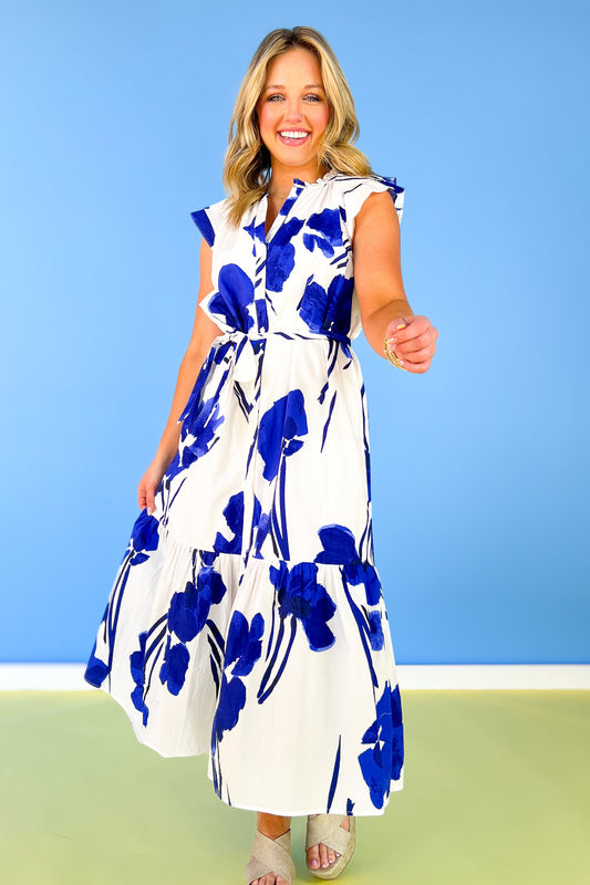 White V Neck Double Raglan Sleeve Button Down Belt Tie Midi Dress, ssys by mallory fitzsimmons