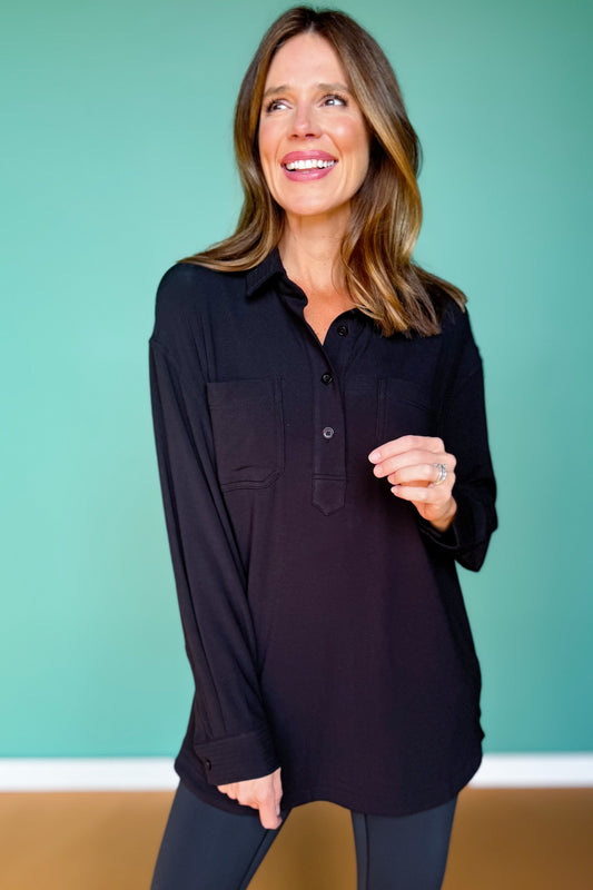 SSYS Jess Cozy Fleece Lined Top In Black
