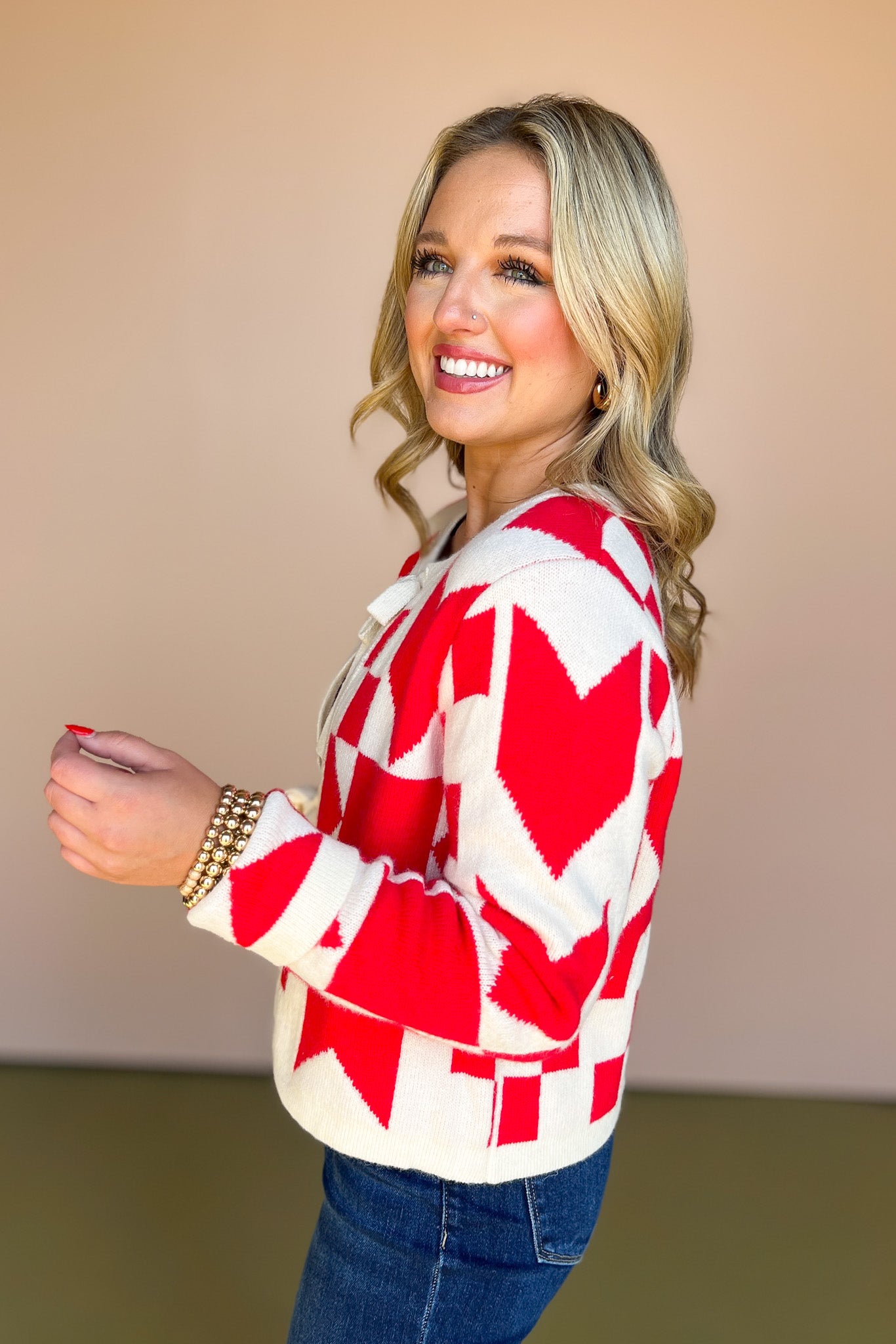 Red Knit Geometric Bow Front Ties Sweater Cardigan, must have cardigan, must have style, fall style, fall fashion, elevated style, elevated style, mom style, shop style your senses by mallory fitzsimmons, ssys by mallory fitzsimmons