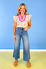Vervet High Rise Raw Hem Ankle Wide Leg Jeans