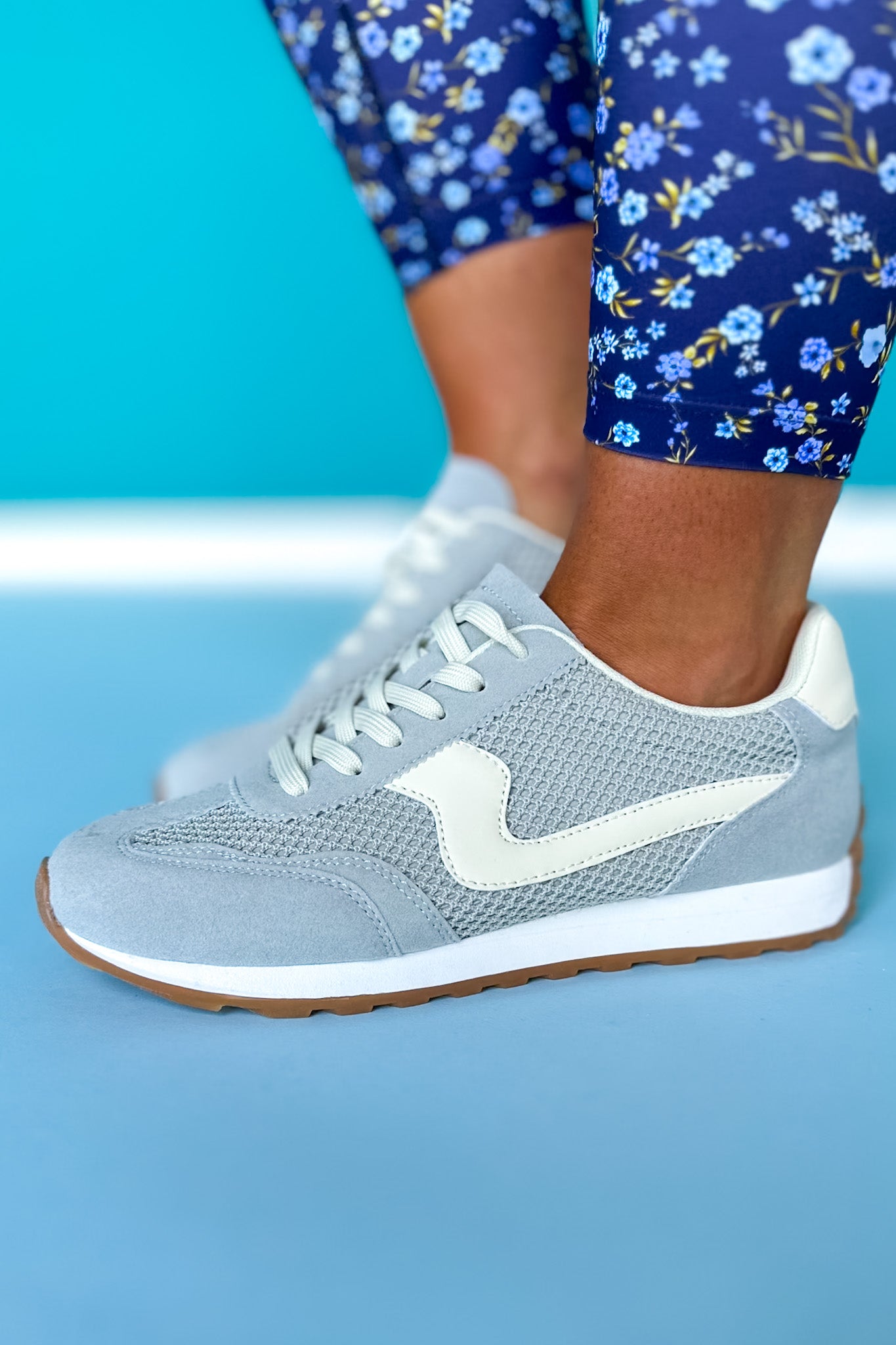 Light Blue Mesh Detail Sneakers