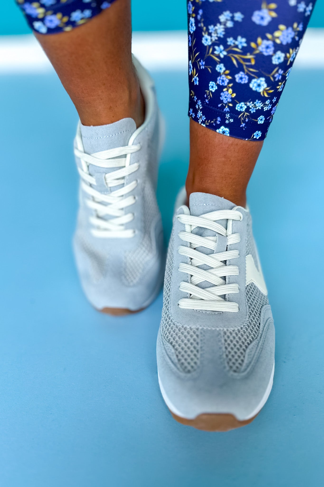 Light Blue Mesh Detail Sneakers