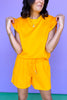 SSYS Charlie Air Ruffle Shoulder Shorts Set In Orange *FINAL SALE*