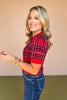 Red Knit Plaid Print Puff Short Sleeve Top, must have fall top, must have holiday top, plaid top, sweater top, short sleeve sweater, Texas winter top, family photos top, Christmas top, elevated top, chic top, cozy top, SSYS by mallory Fitzsimmons