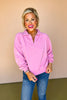 Pink Collared Raglan Sleeve Sweatshirt, elevated basic, must have basic, cozy basic, perfect layering piece, must have pull over, cozy pull over, SSYS by mallory Fitzsimmons