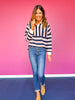 SSYS Landon Color Block Stripe Rugby Top In Pink Navy
