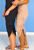 Black Scoop Neck Side Tie Detail Midi Dress