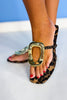 Brown Animal Print Metal Hardware Sandals