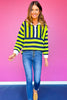 SSYS Landon Color Block Stripe Rugby Top In Lime Navy