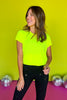 SSYS Neon Yellow Honeycomb Short Sleeve Active Top, Ssys athlesiure, athleisure, elevated athleisure, signature top, must have active top , athletic top, athletic style, mom style, shop style your senses by mallory fitzsimmons, ssys by mallory fitzsimmons