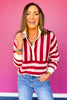 SSYS Landon Color Block Stripe Rugby Top In Light Pink Maroon