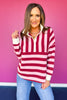 SSYS Landon Color Block Stripe Rugby Top In Light Pink Maroon