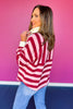 SSYS Landon Color Block Stripe Rugby Top In Light Pink Maroon