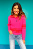 SSYS Dawson Cable Knit Stripe Sweater In Pink