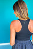 SSYS Black Solid Fitted Racerback Tank