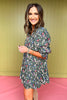 Black Floral 3/4 Puff Sleeve Dress *FINAL SALE*