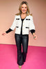 Cream Tweed Contrast Braid Gold Button Jacket *FINAL SALE*