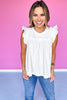 Cream Flutter Sleeve Ruffle Top *FINAL SALE*