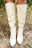 Ivory Textured Knee High Boots