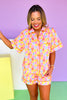 SSYS Millie Short Sleeve Pajama Shorts Set In Smiley, ssys by mallory fitzsimmons