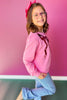 SSYS Kids Dorothy Bow Sequin Sweatshirt In Bubblegum
