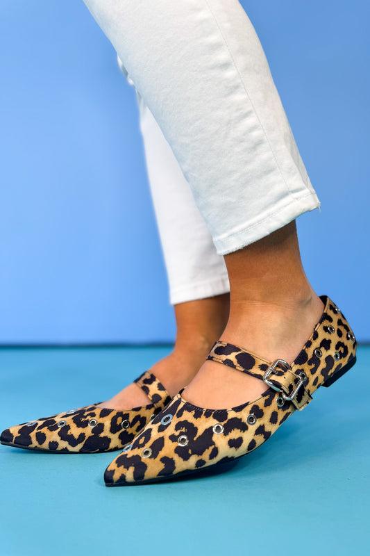 Animal Print Stud Detail Buckle Ballet Flats *FINAL SALE*