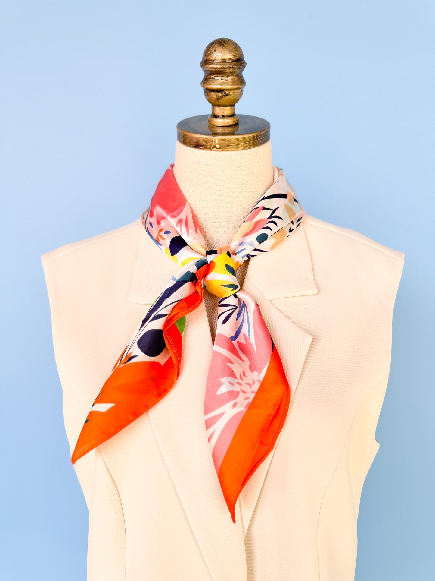 Orange Flower Printed Scarf