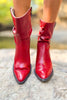 Red Western Kitten Heeled Boots