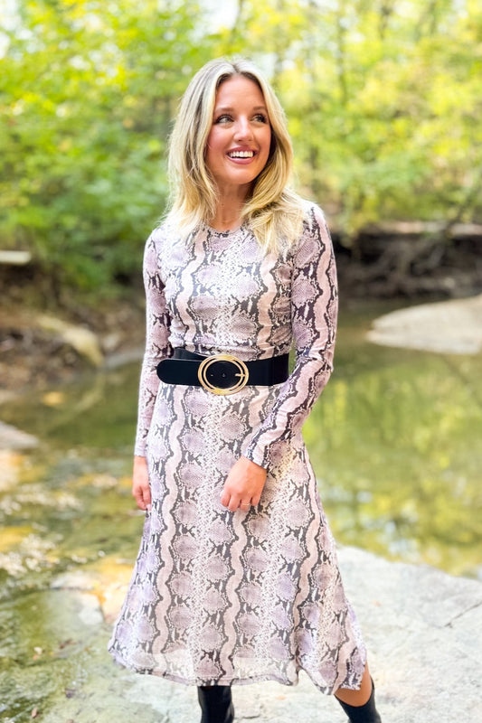 SSYS Brynn Mesh Midi Dress In Animal Scales