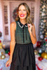 SSYS The Caroline Rhinestone Collar Top In Hunter Houndstooth *FINAL SALE*