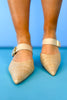 Natural Raffia Buckle Strap Point Toe Mule Kitten Heels *FINAL SALE*