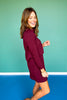 SSYS Faith Lattice Mock Neck Top Skort Set In Maroon