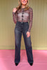 Vervet Charcoal High Rise Front Pocket Detail Wide Trouser Jeans