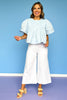 Blue Pleated Short Sleeve Top *FINAL SALE*