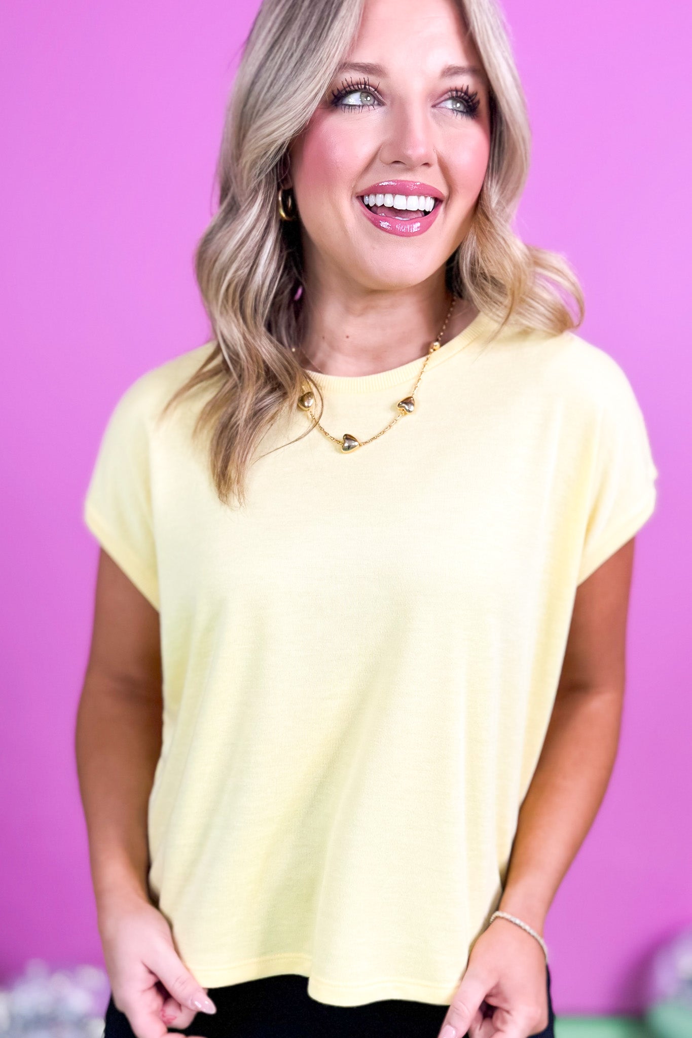 Yellow Round Neck Short Sleeve Relaxed Tee Top *FINAL SALE*
