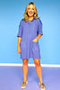 Periwinkle Waffle Knit Half Button Dress *FINAL SALE*