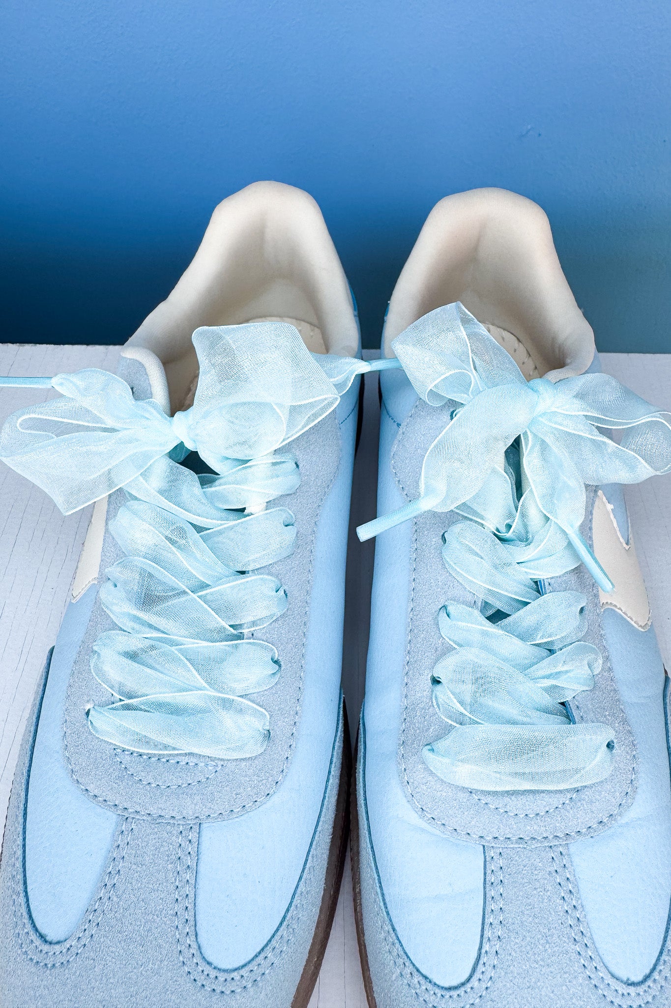 SSYS Blue Chiffon Lace Shoelaces
