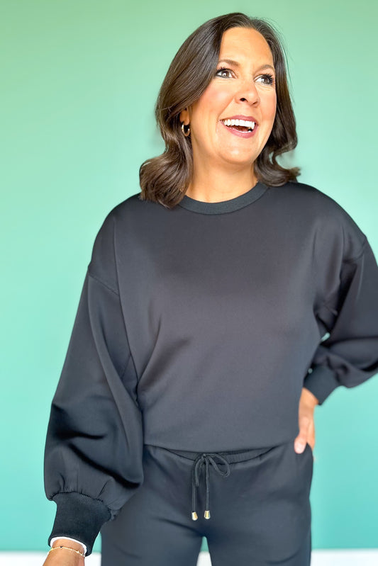 SSYS Black Crew Neck Scuba Sweatshirt