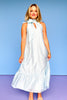 Light Blue Bow Halter Sleeveless Maxi Dress *FINAL SALE*