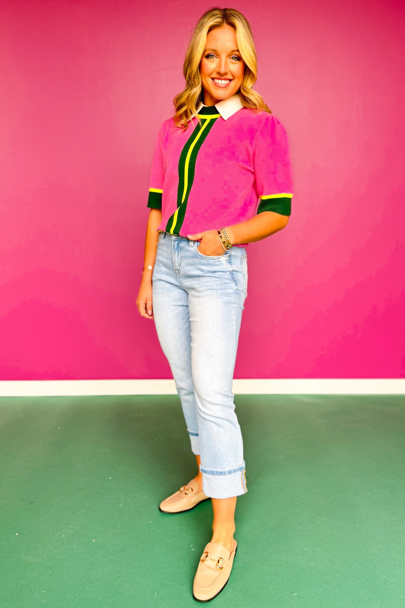 Mica Mid Rise Cuffed Straight Leg Jeans