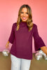 SSYS The Betsy Mock Neck Bell Sleeve Sweater In Purple, ssys saturday steal, ssys sweater, basic sweater, must have sweater, elevated sweater, fall fashion, fall sweater, mom style, ssys by mallory fitzsimmons