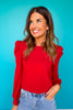 SSYS Shelley Long Puff Sleeve Top In Red